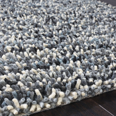 Rocks Shaggy Wool Rug Grey 4