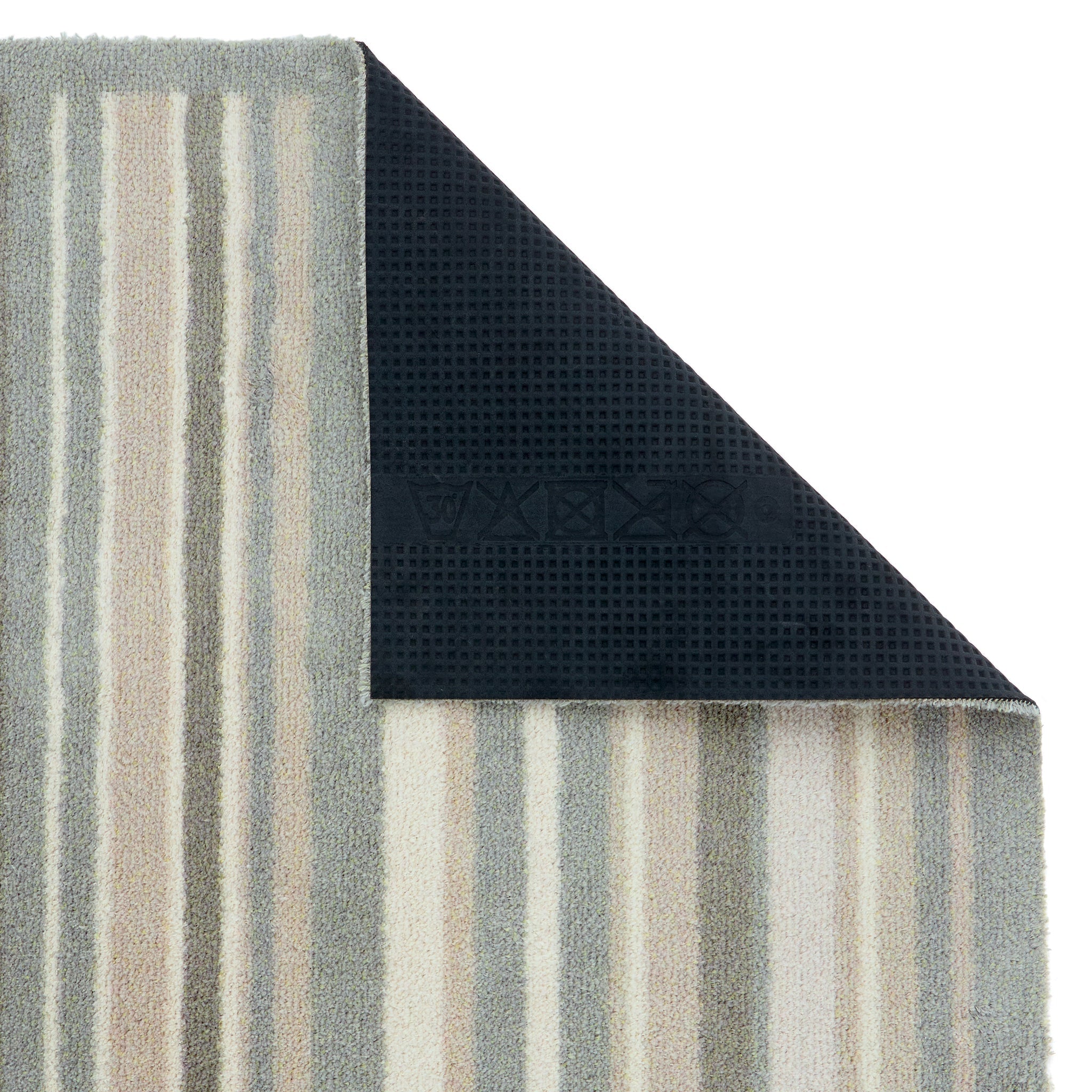 Sage Green Stripe Washable Doormat Corner