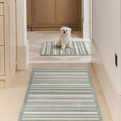 Sage Green Stripe Washable Doormat 2