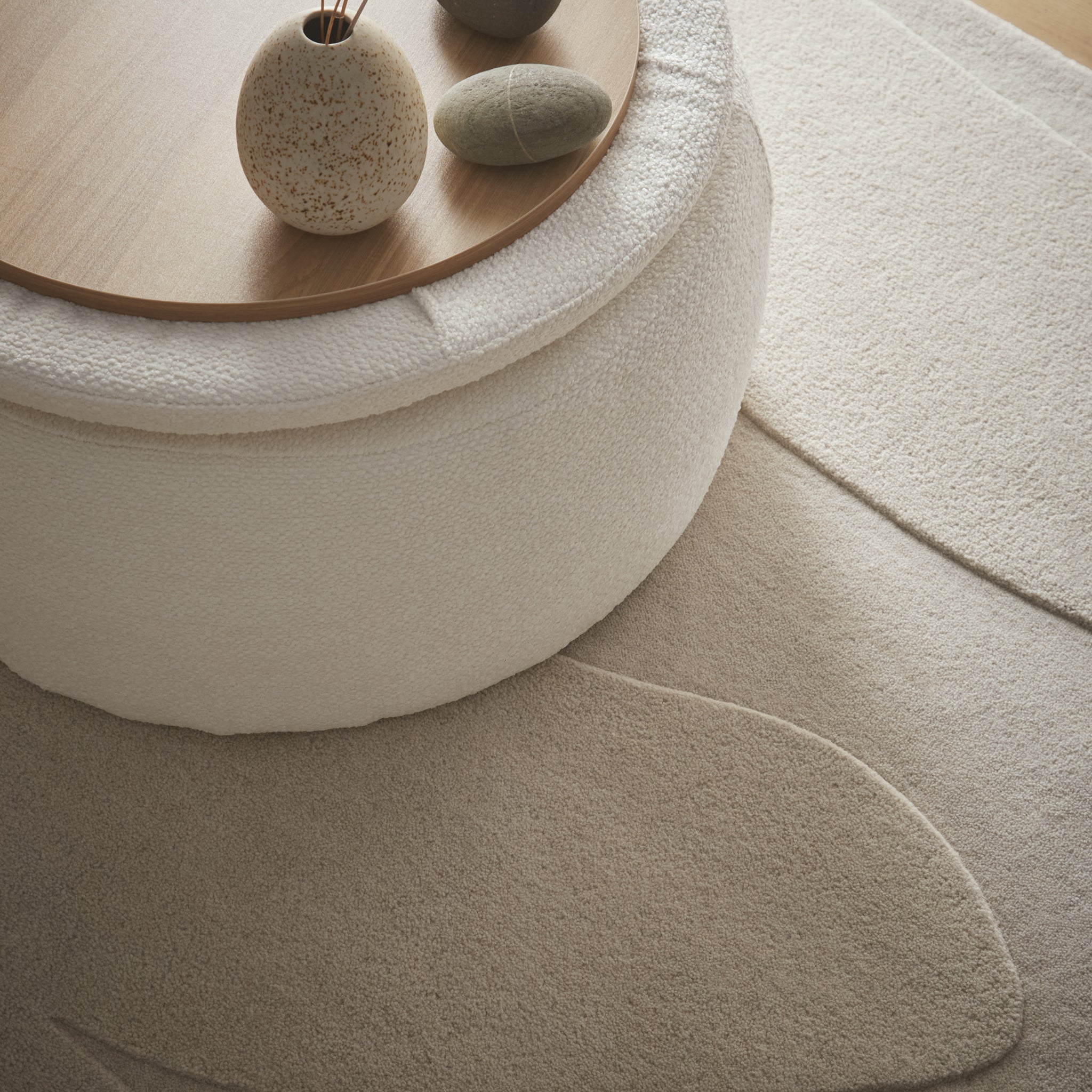 Sculptured Wool Rug- 100% Wool Cut pile, hand-tufted rug with a patterned design.