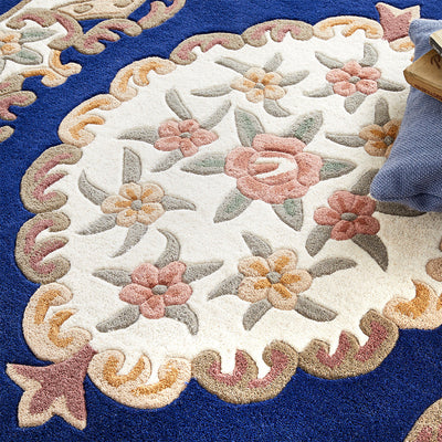 Shensi Aubusson Rug in Navy Blue 3