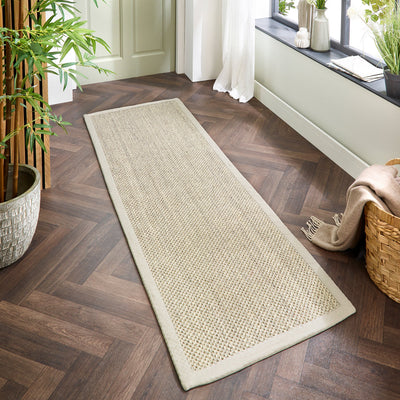 Sisal Runner Light Beige with Sand Border
