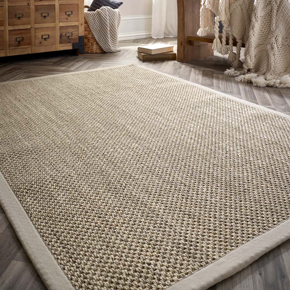 Sisal Rug Light Beige with Sand Border 2