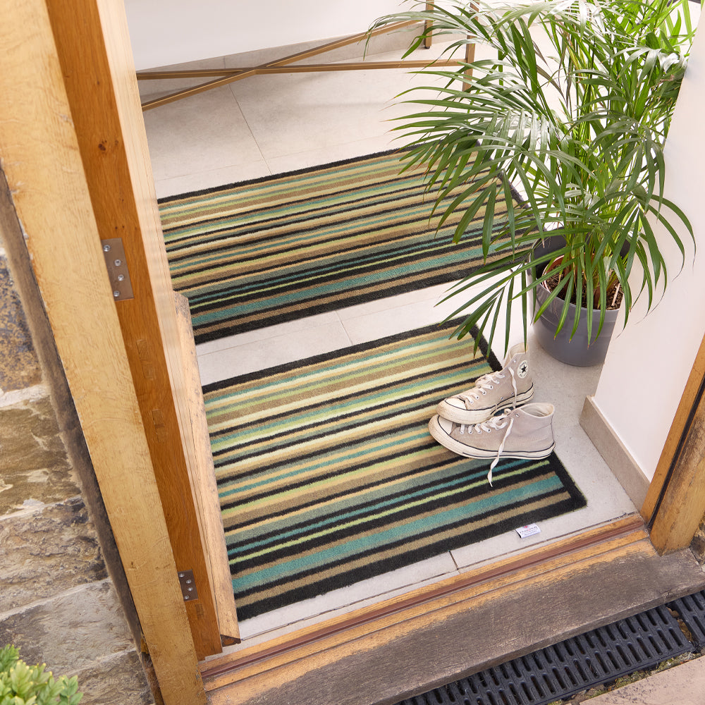 Stripe 84 Blue Green Washable Doormat 4