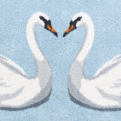 Swan 1 Blue Cotton Washable Doormat 4