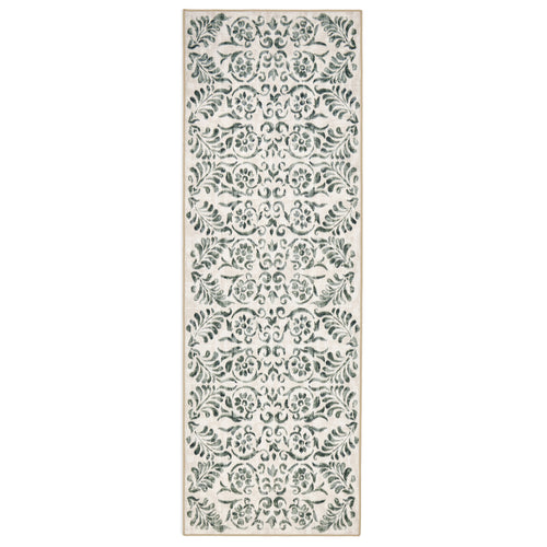 Vintage Scroll Green Eco-Washable Rug
