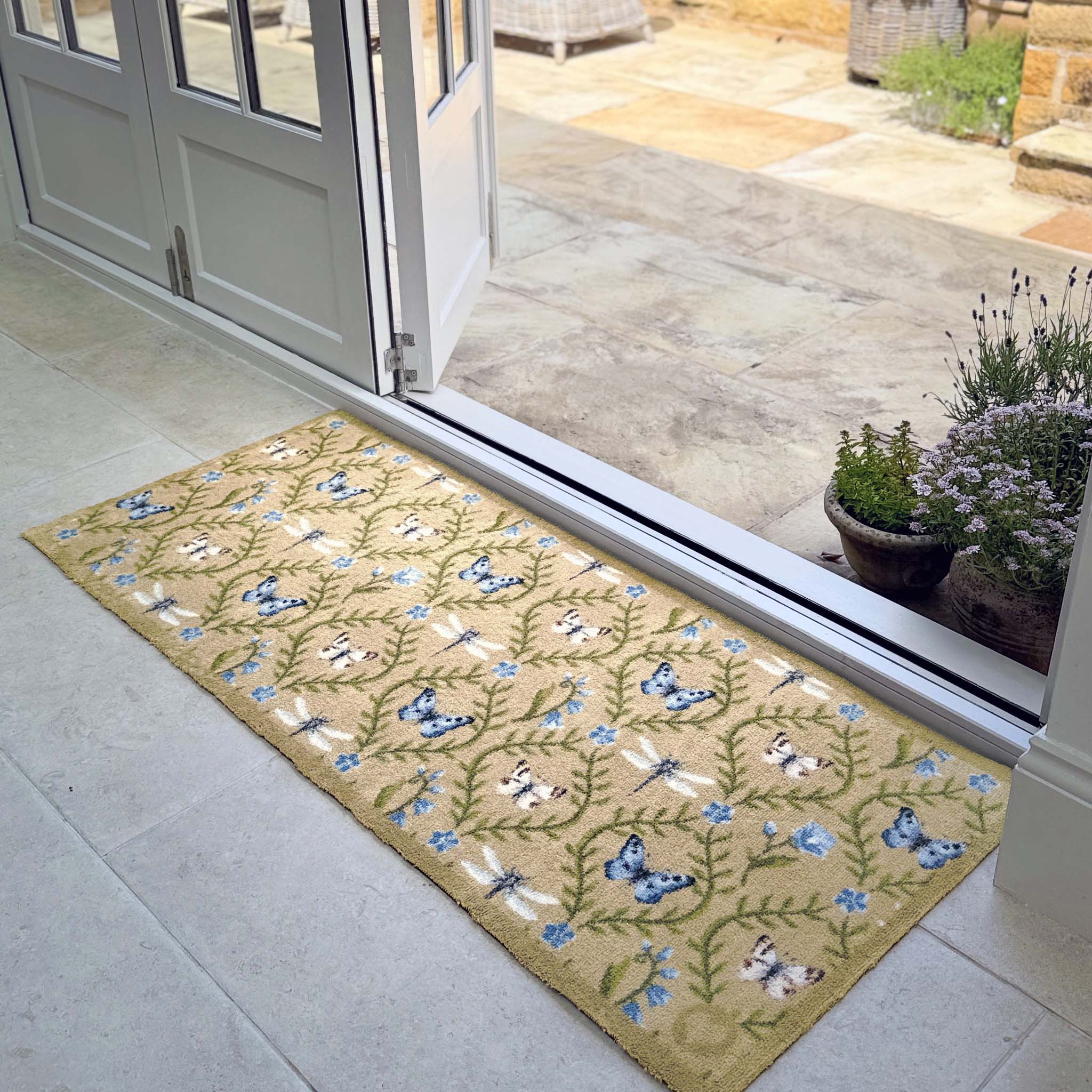 Wild Meadow Beige Green Doormat Lifestyle 3