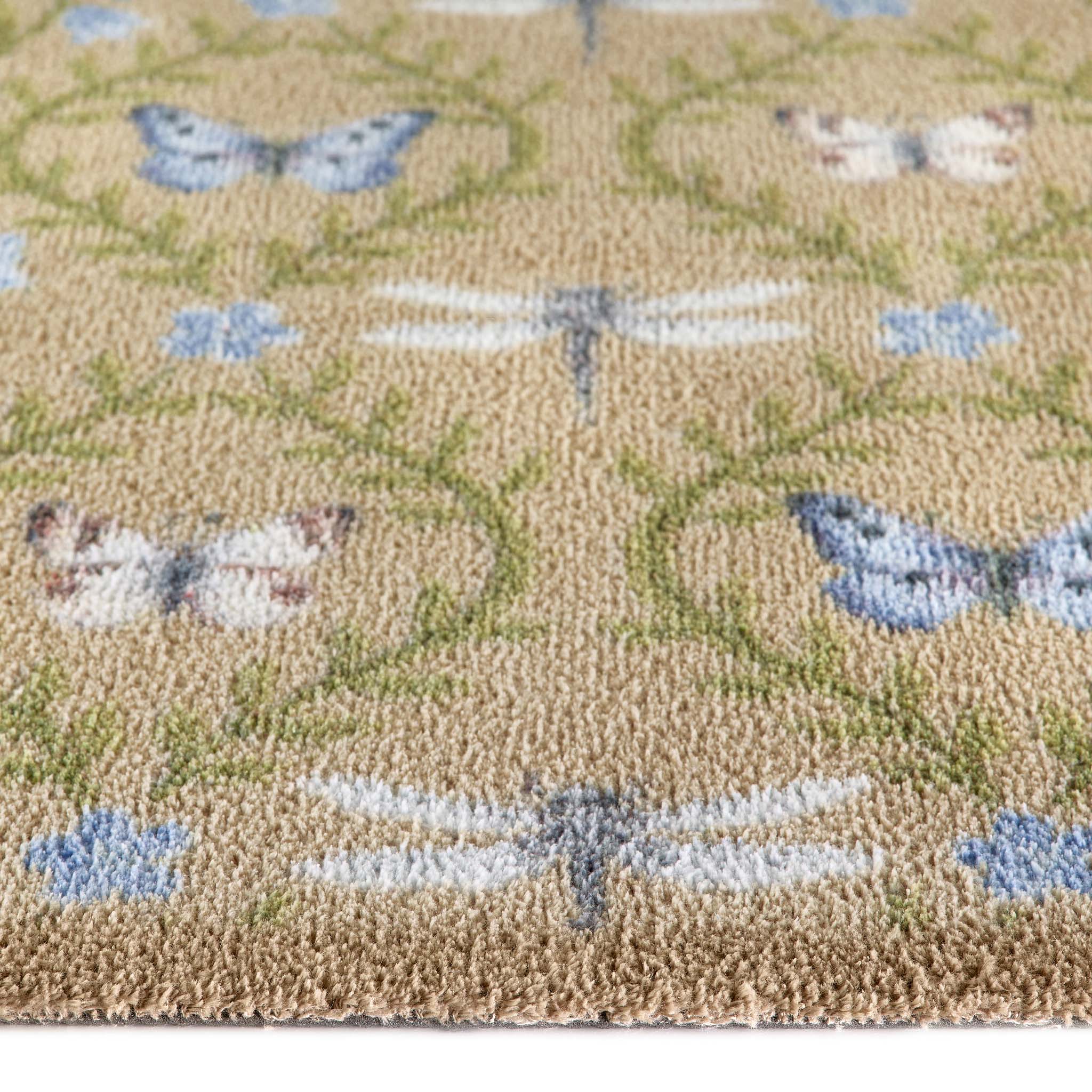 Wild Meadow Beige Green Doormat Pile Height