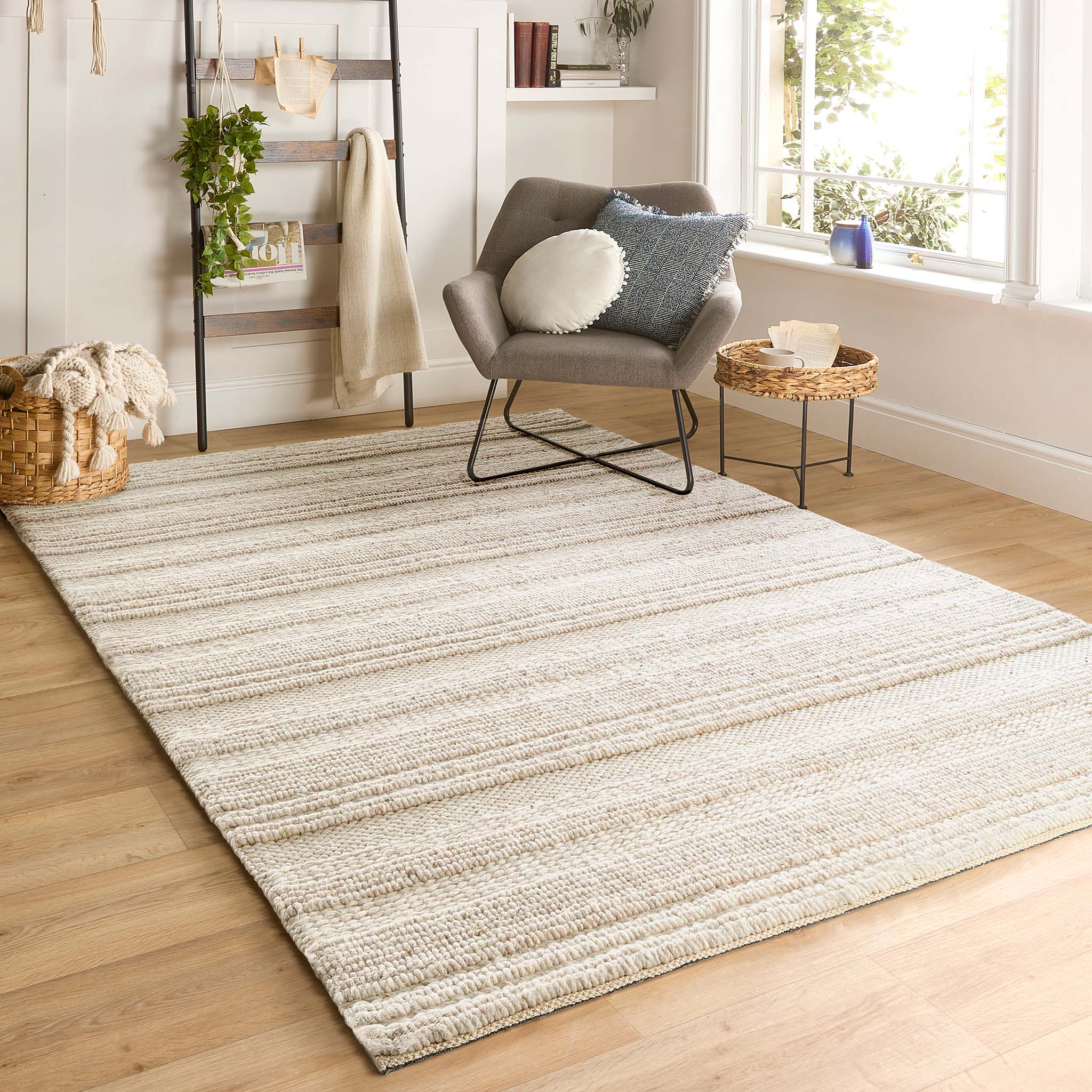 Chunky Knit Rug Cream 2