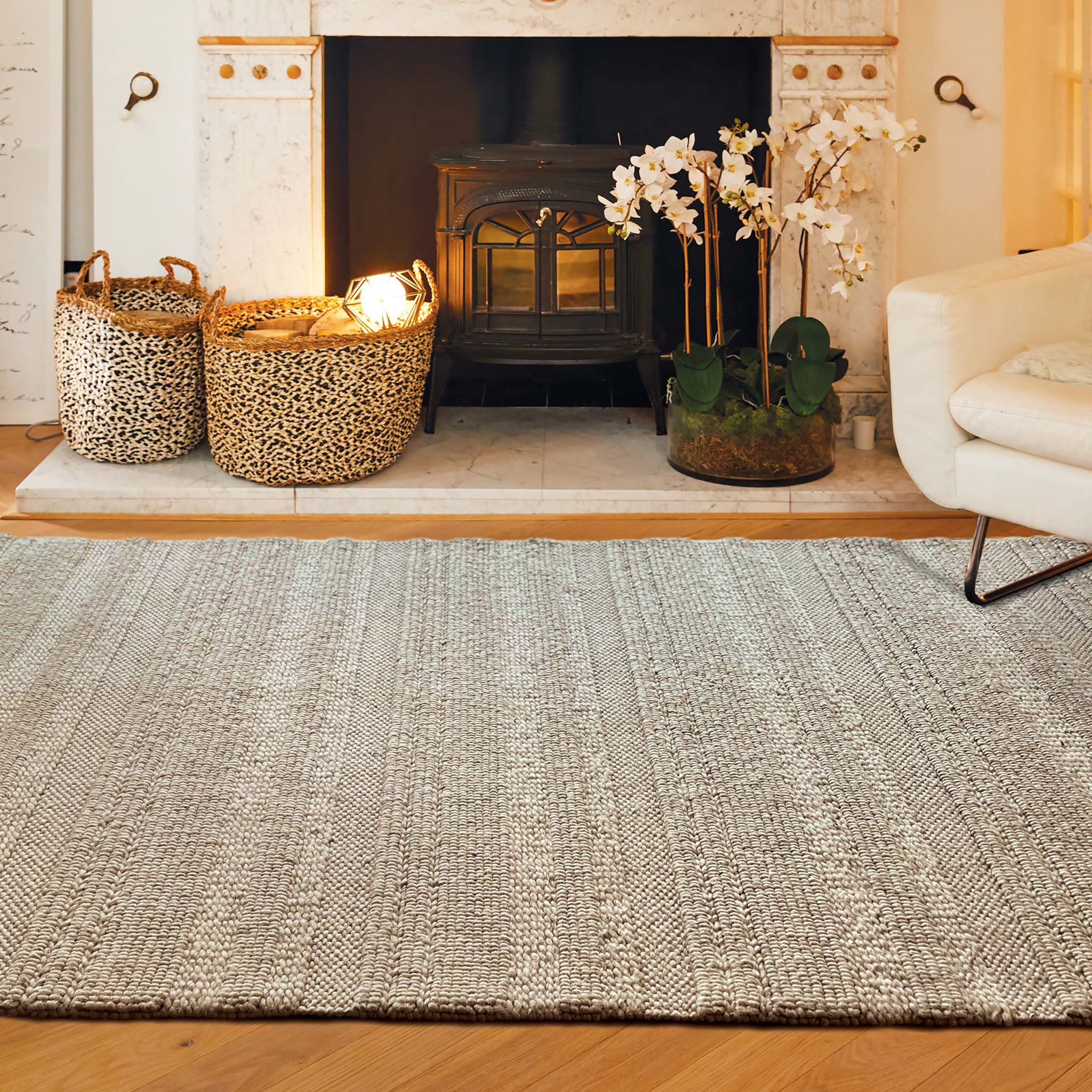 Chunky Knit Rug Grey/Natural 3