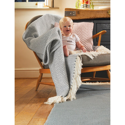 Herringbone Throw Sky Grey 2