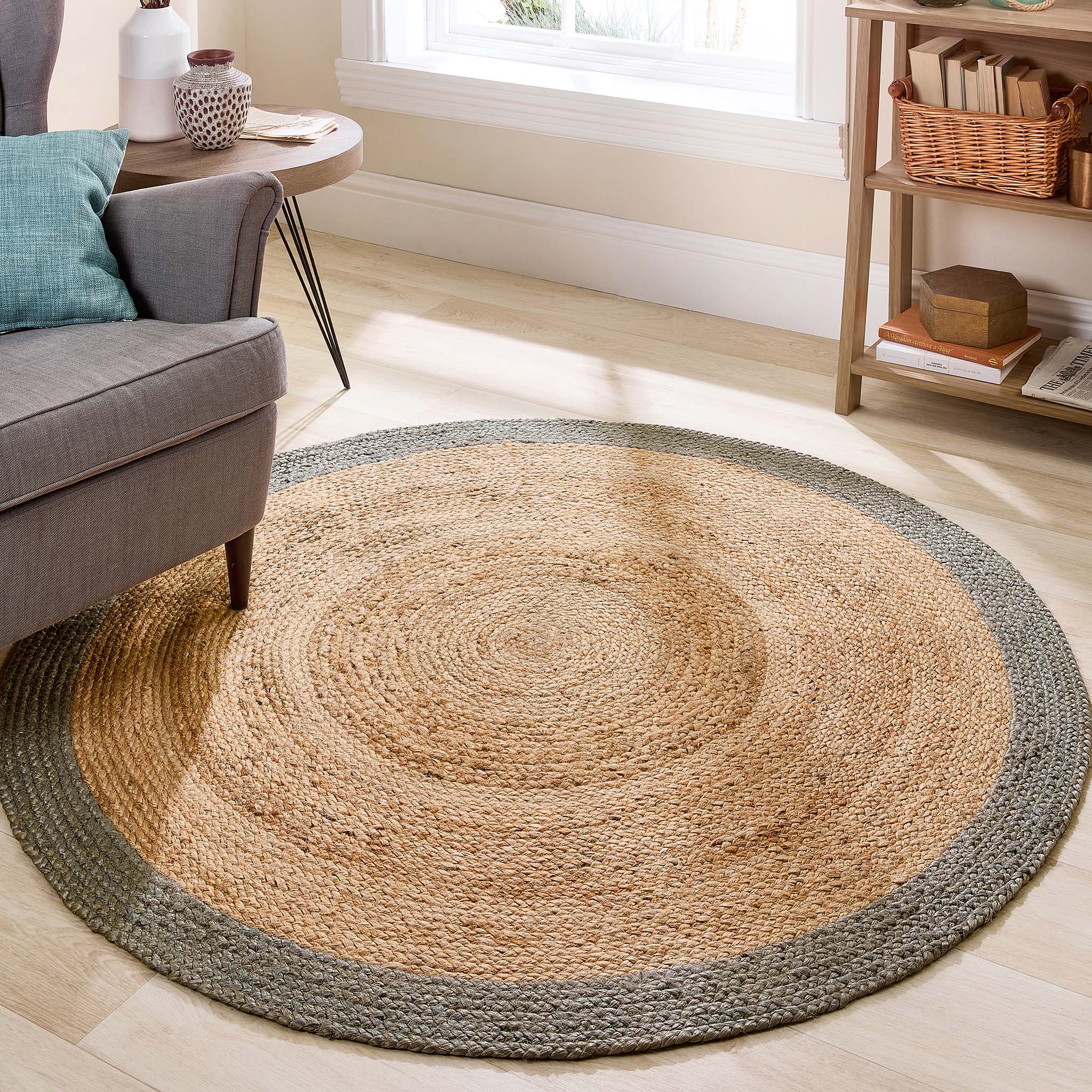Jute Border Rug Sage Green 5