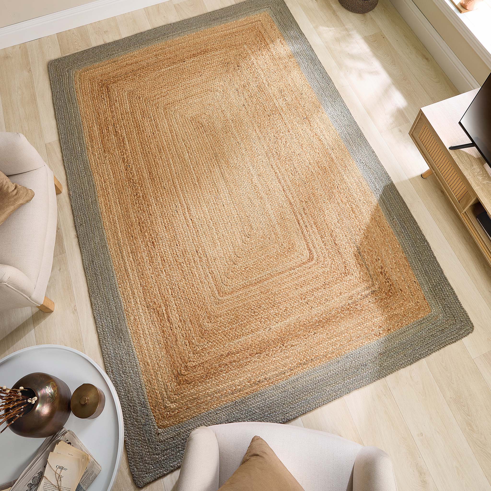 Jute Border Rug Sage Green 3