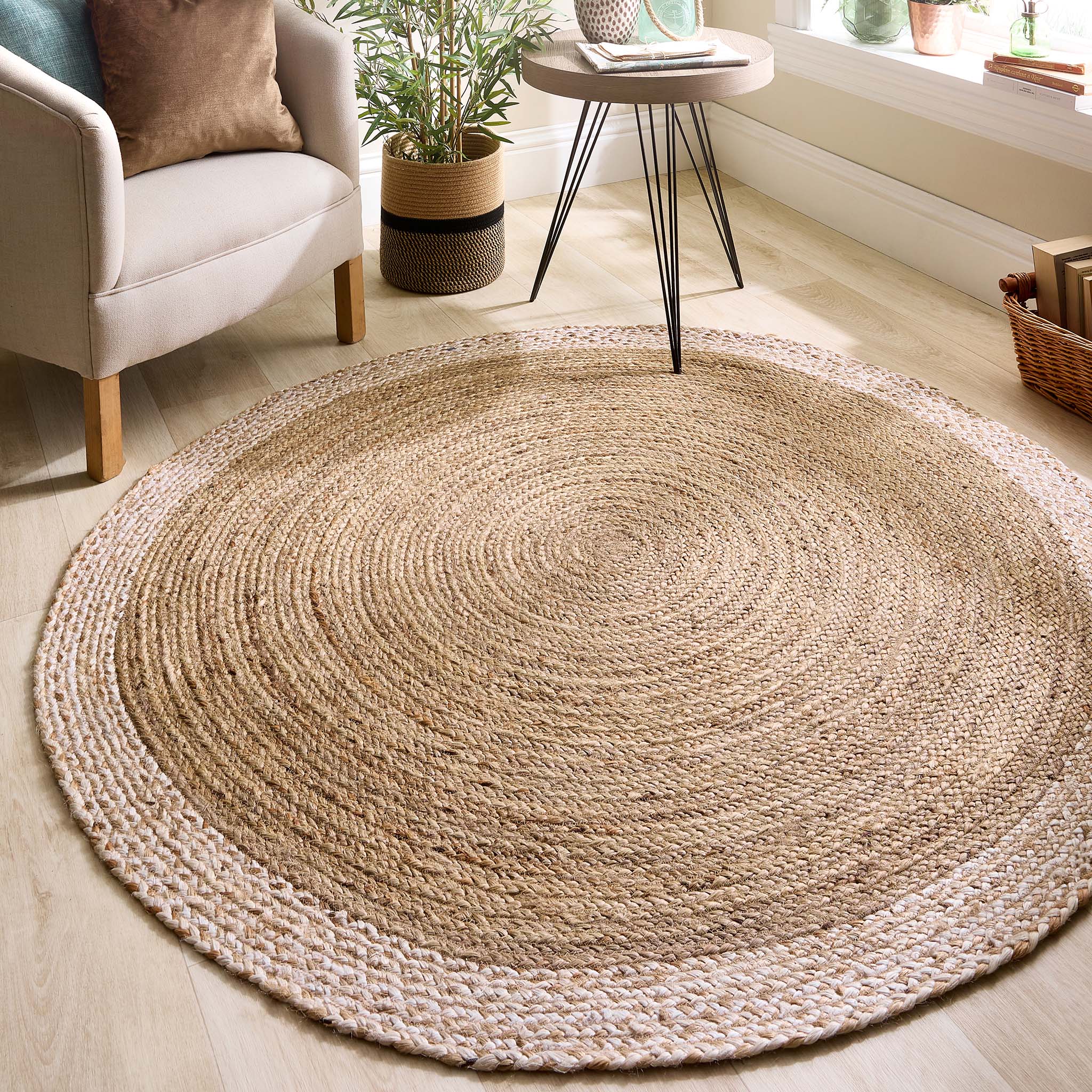 Jute Border Rug Natural White 4