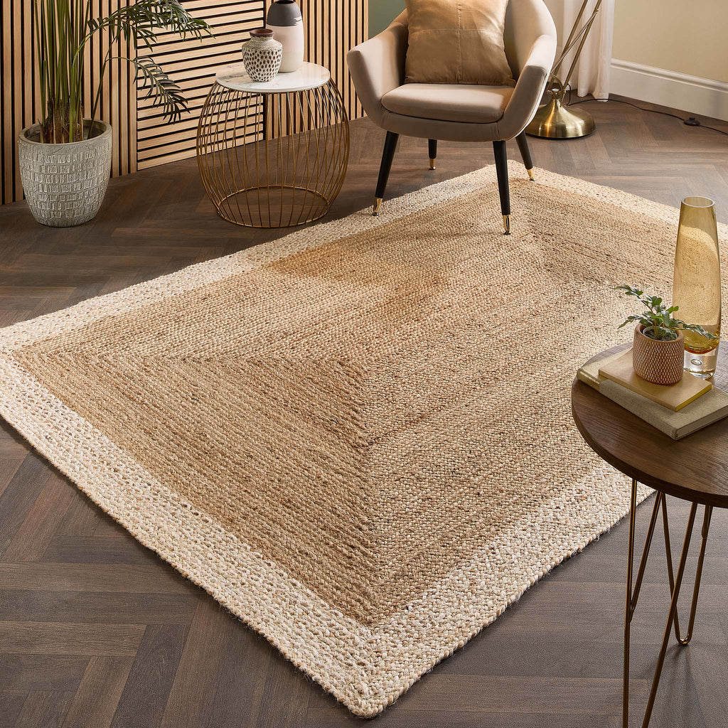 Jute Border Natural White Origin Rugs Hug at Home