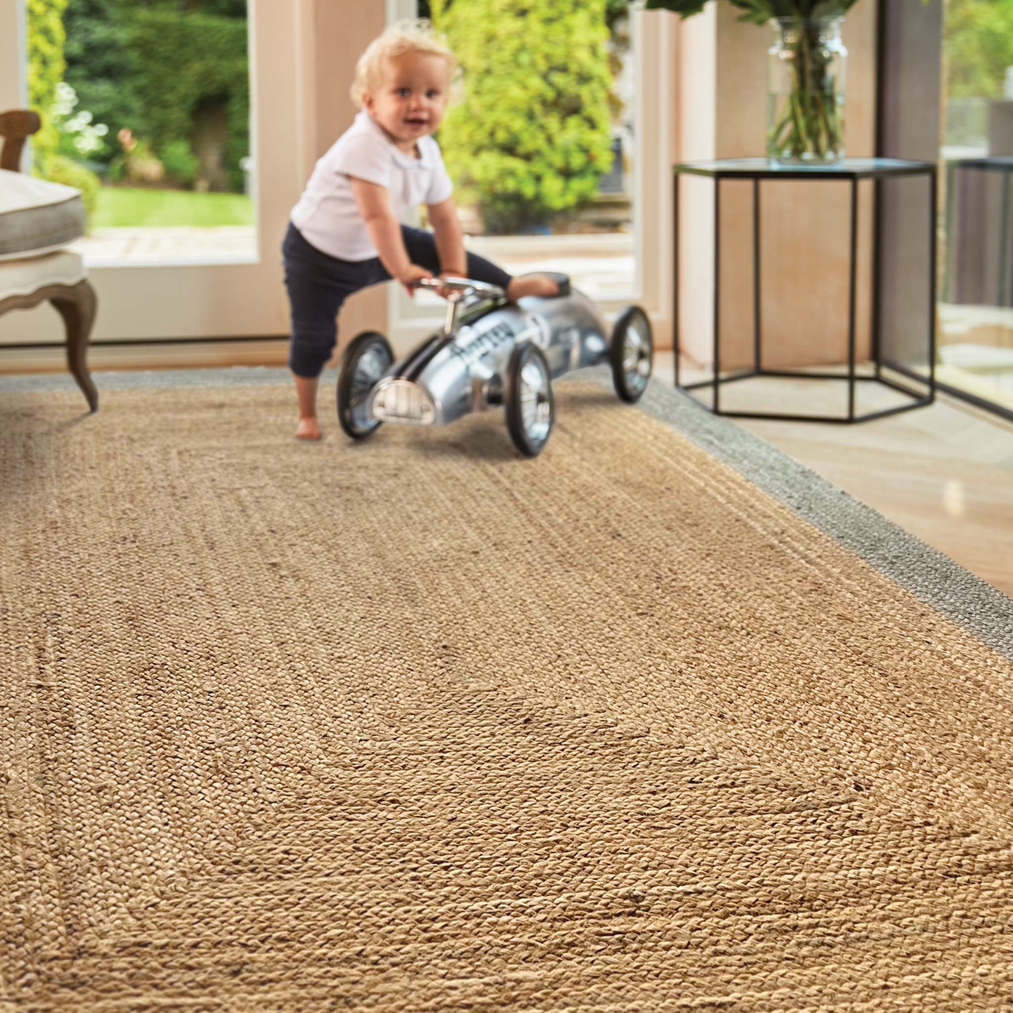Jute Border Rug Sage Green 2