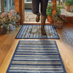 Stripe 88 Blue Grey Washable Doormat 2