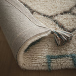 Berber Knotted Chain Rug- 100% wool hand-tufted rug in Ivory with a geometric pattern. 
 