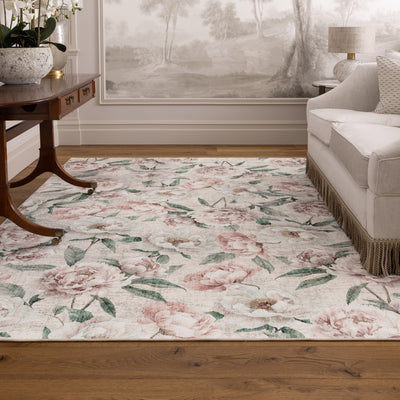 Blooming Peonies Pink Eco-Washable Rug