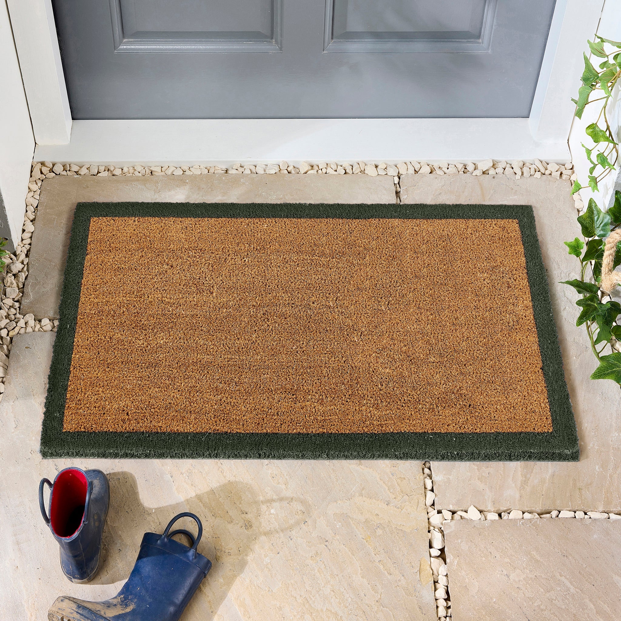 Printed Coir Border Green Doormat 2