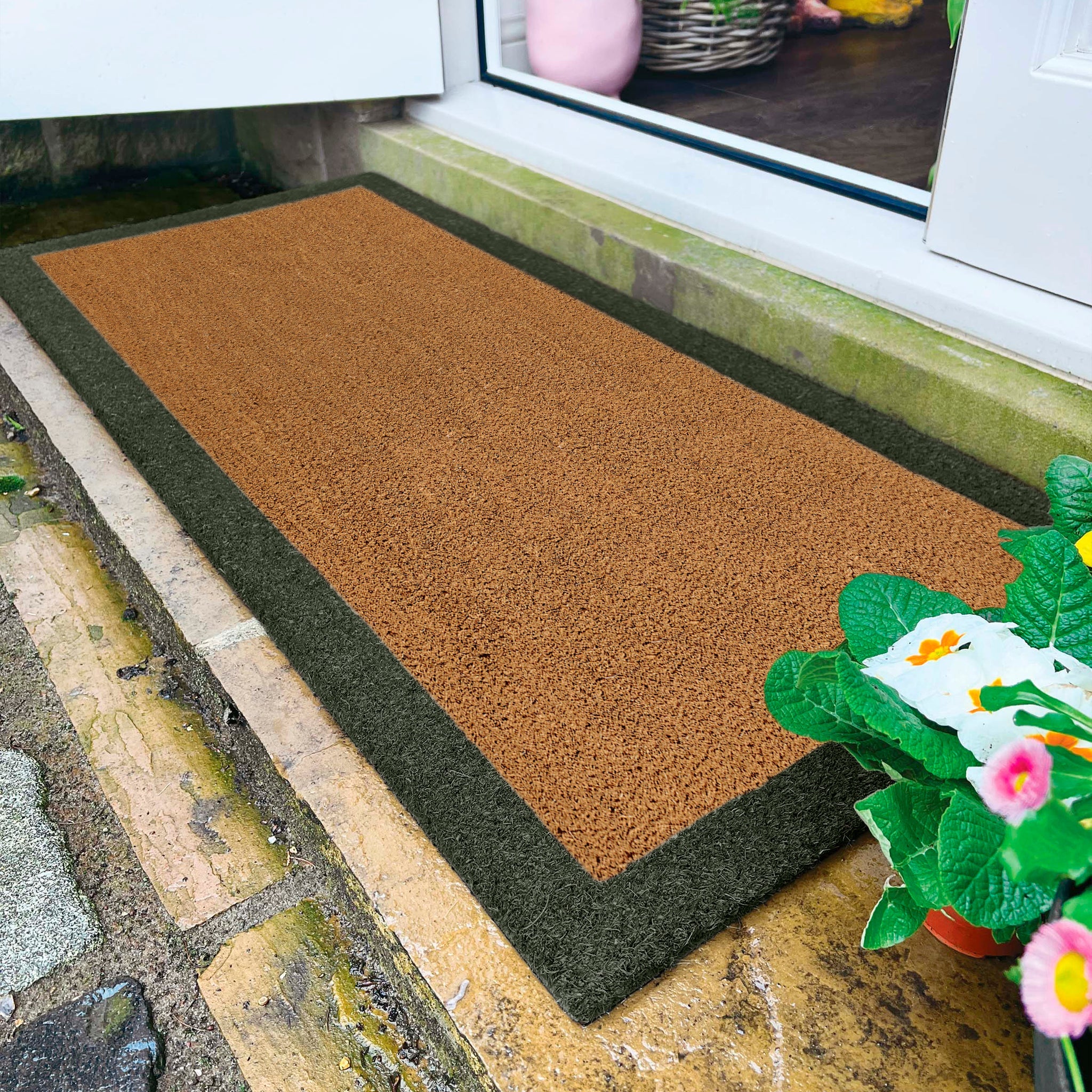 Printed Coir Border Green Runner 3