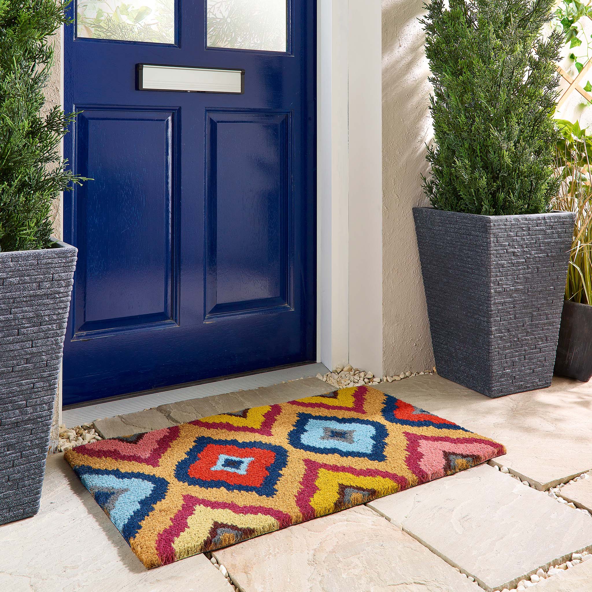 Bright Ikat Coir Doormat 2