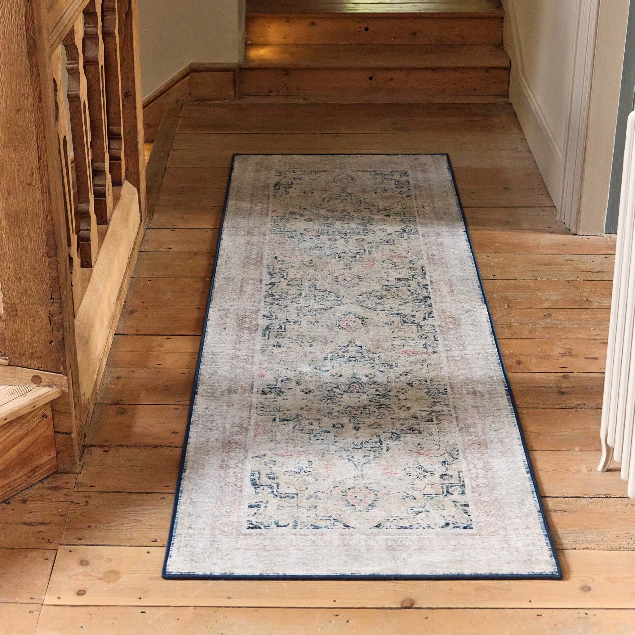 Hug Rug Classical Blue Washable Hallway Runner
