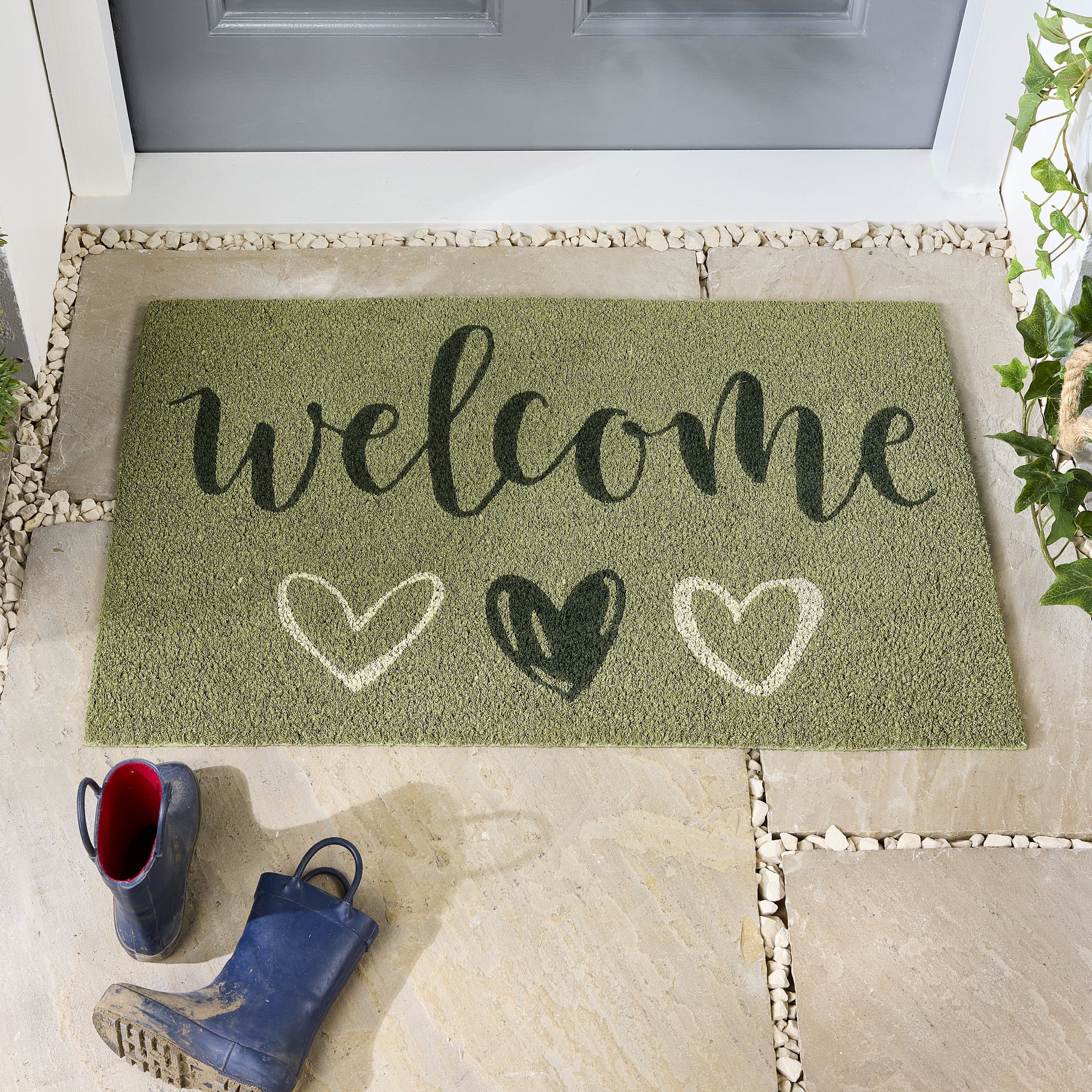 Welcome Sage Coir Doormat 2
