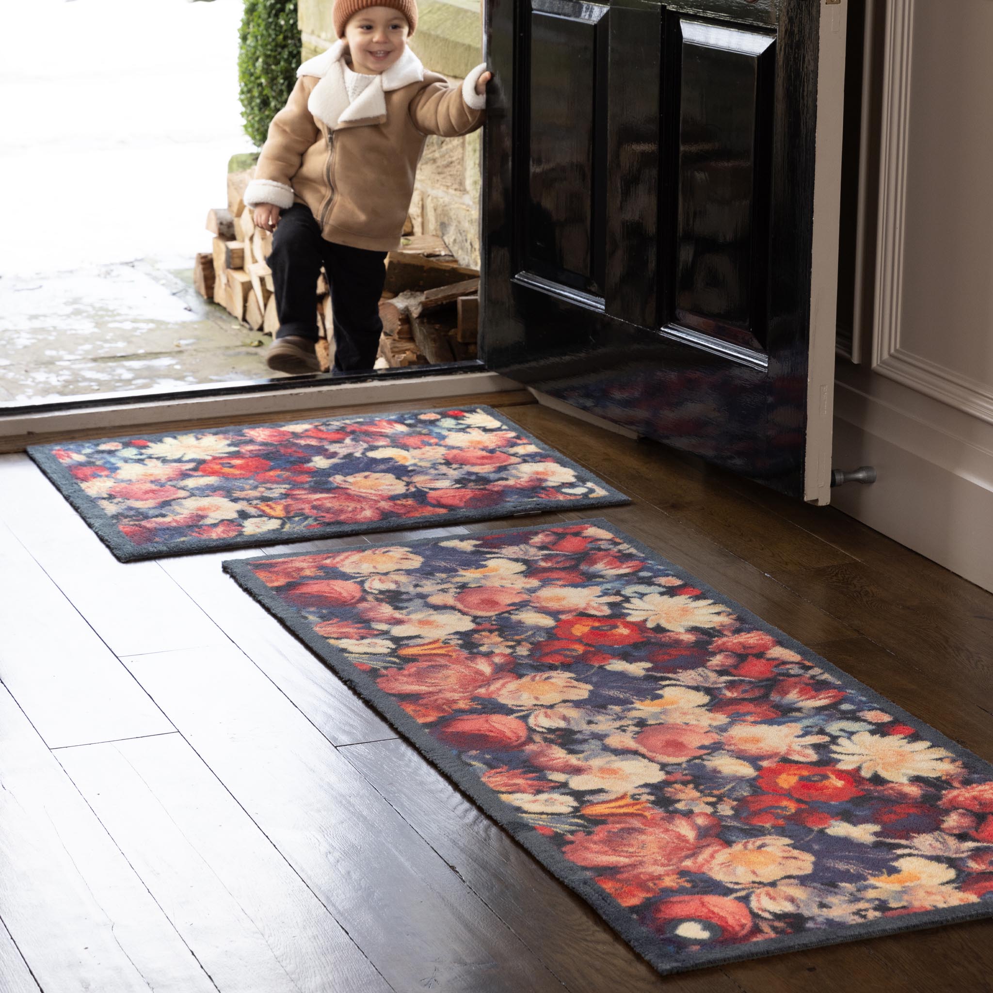 Dark Florals Washable Doormat