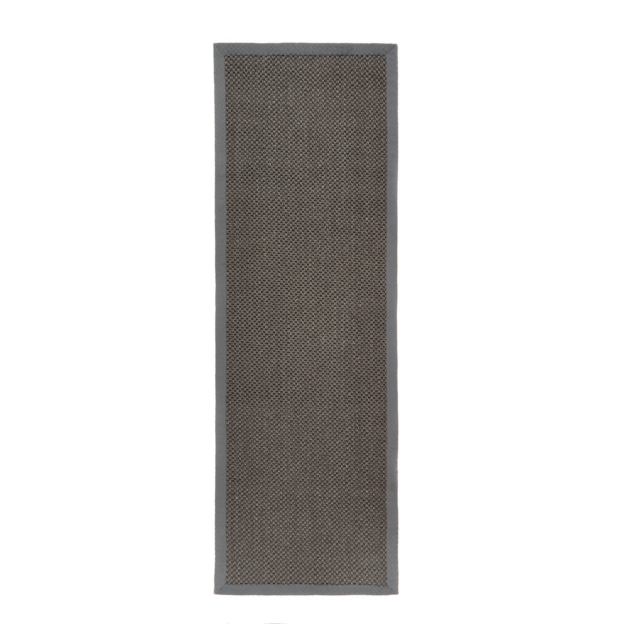 Sisal Rug Runner Grey with Dark Grey Border