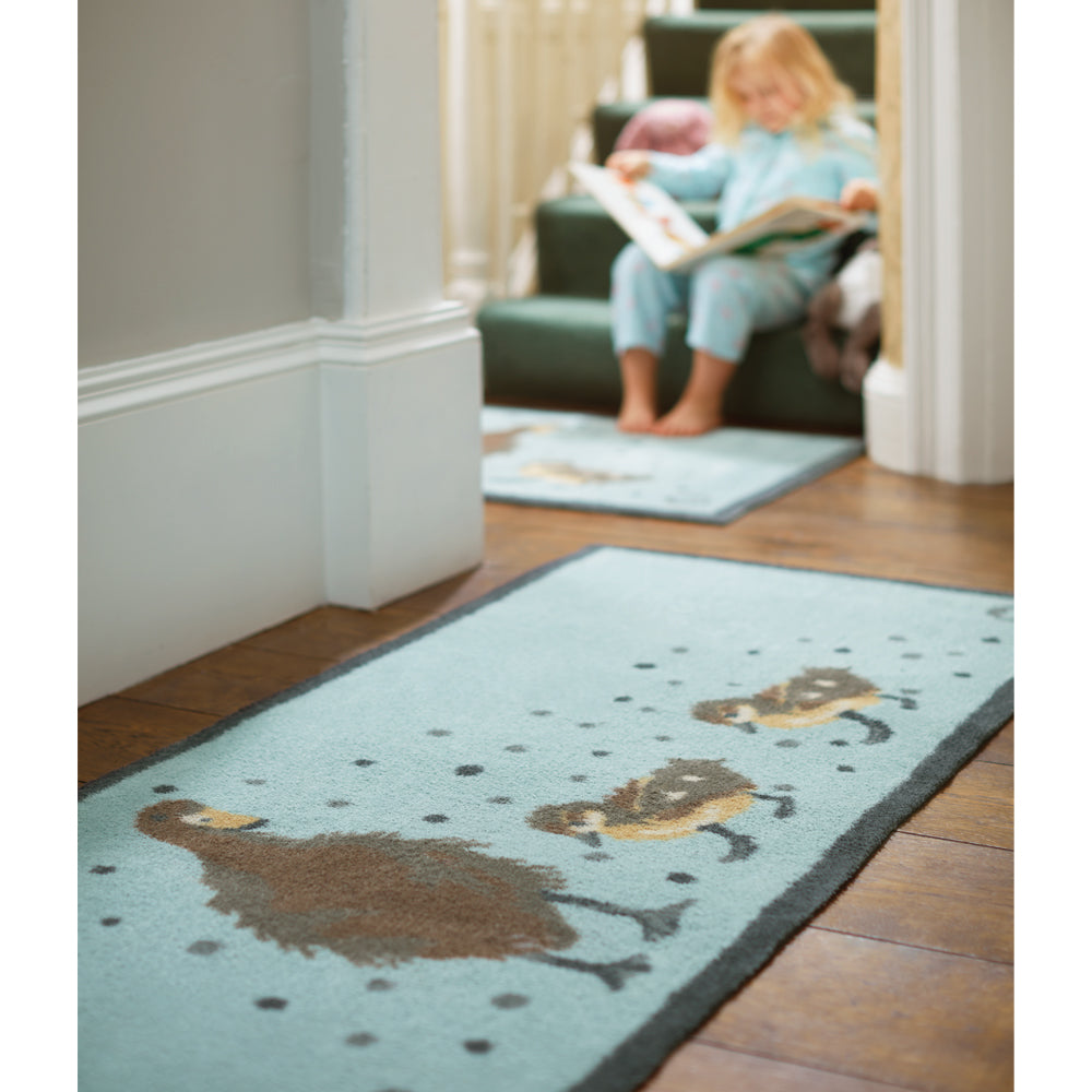Ducks 1 Blue Cotton Washable Doormat 2