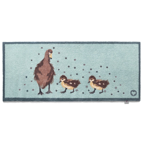 Ducks 1 Blue Cotton Washable Runner 6