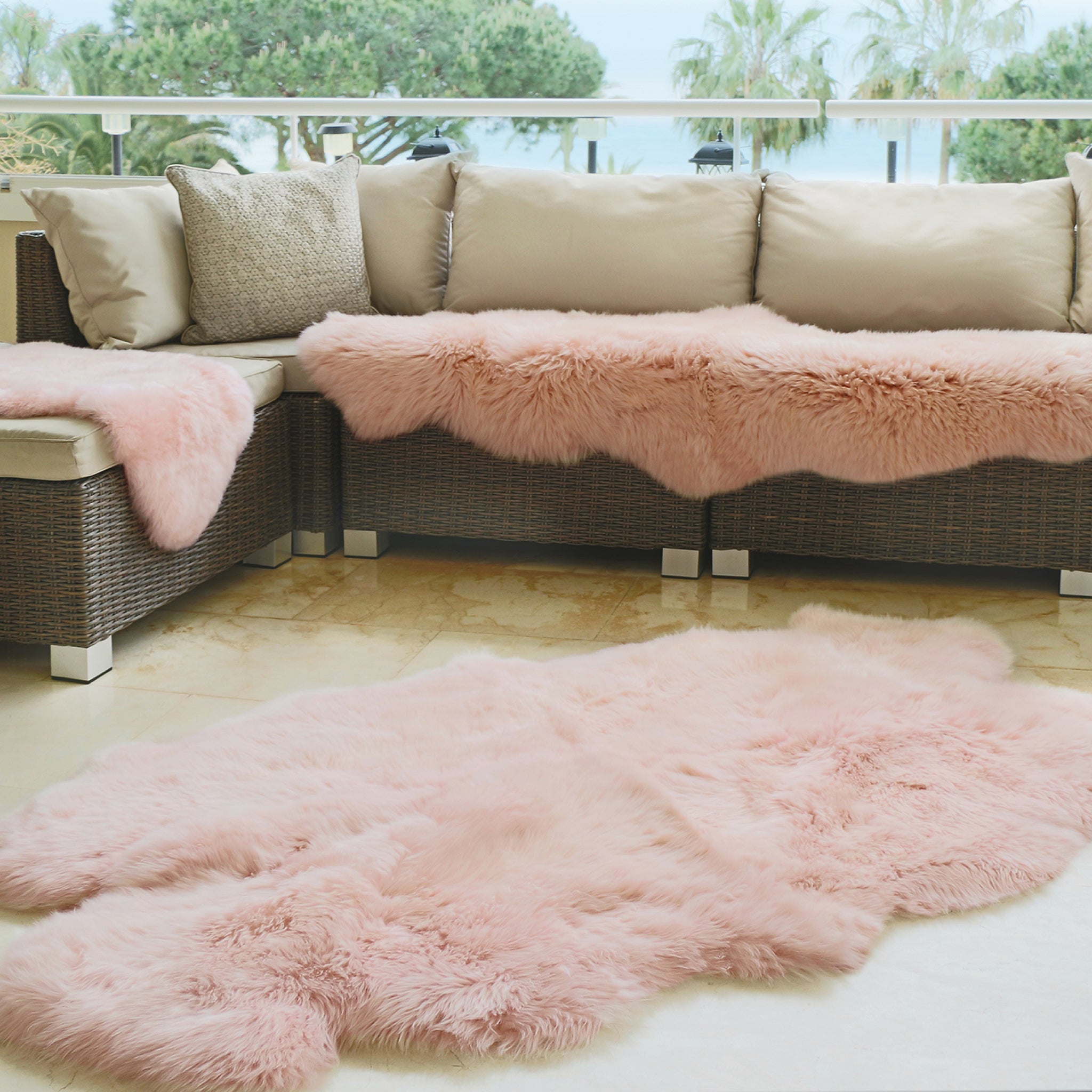 Genuine Sheepskin Rug Adobe Rose
