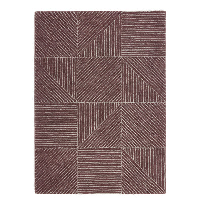 Geometric Rug- 100% Wool cut pile rug in Berry with a 3D pattern. 
