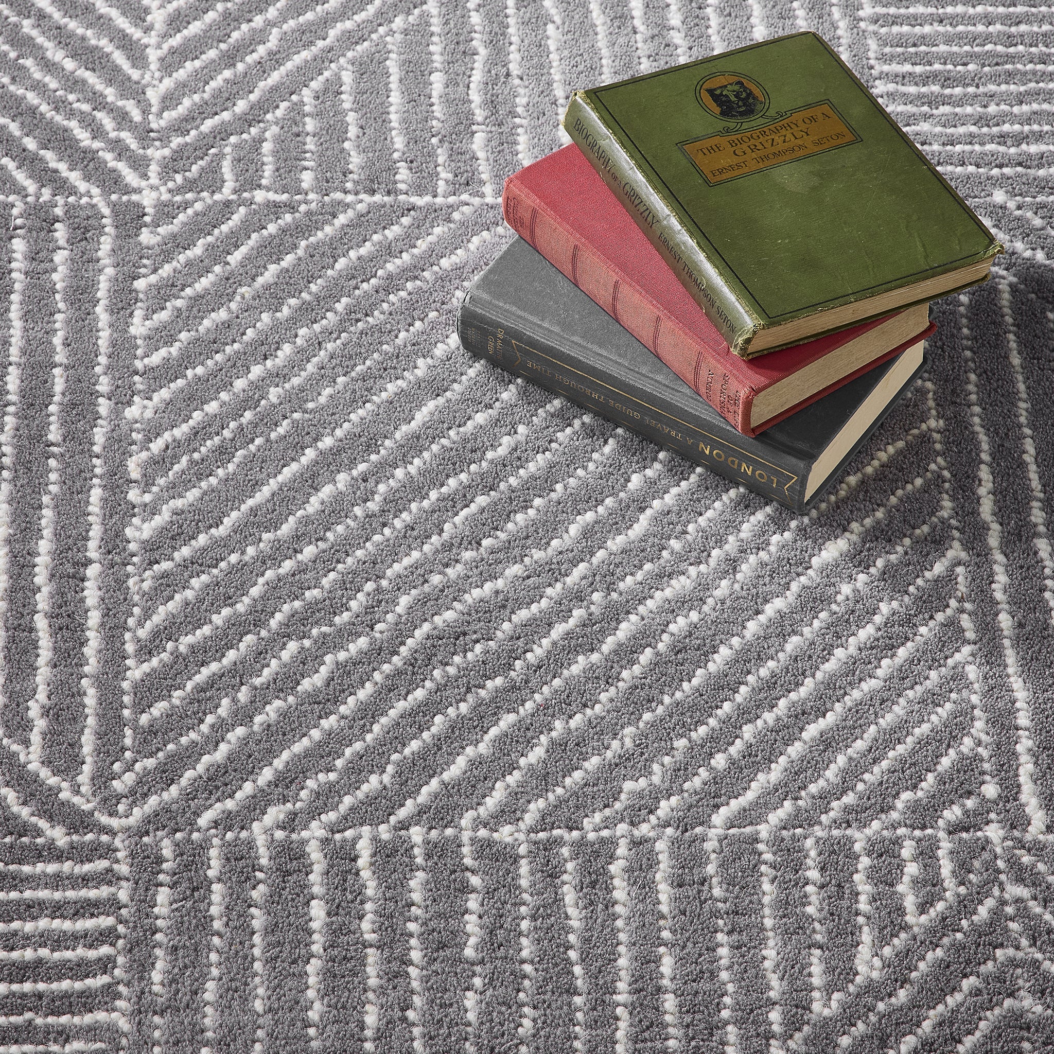 Geometric Rug- 100% wool cut pile rug with a geometric pattern. 