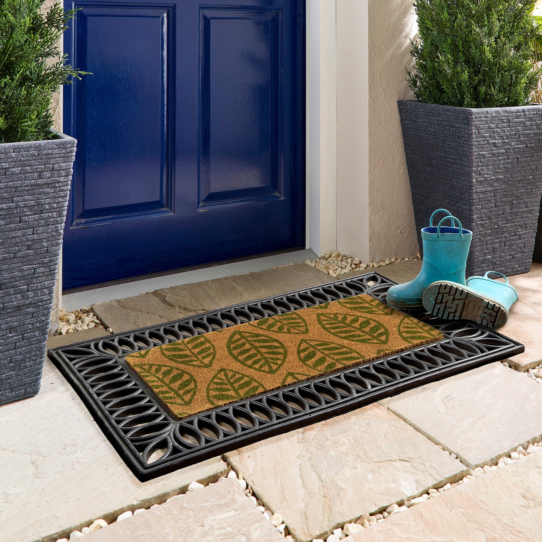 Coir Insert Green Leaves Doormat 2