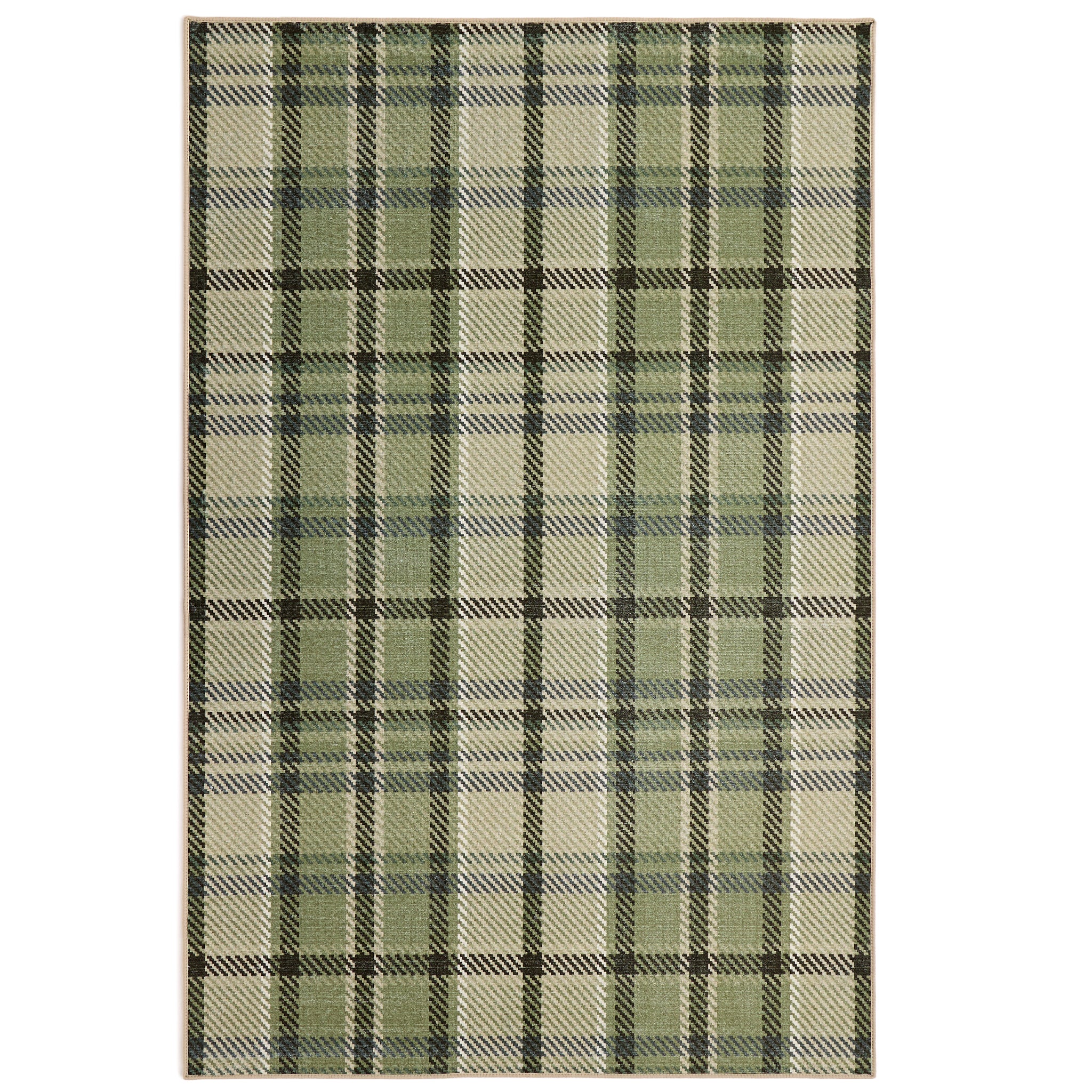Isla Plaid Green Eco-Washable Rug