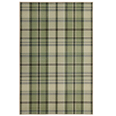 Isla Plaid Green Eco-Washable Rug 1