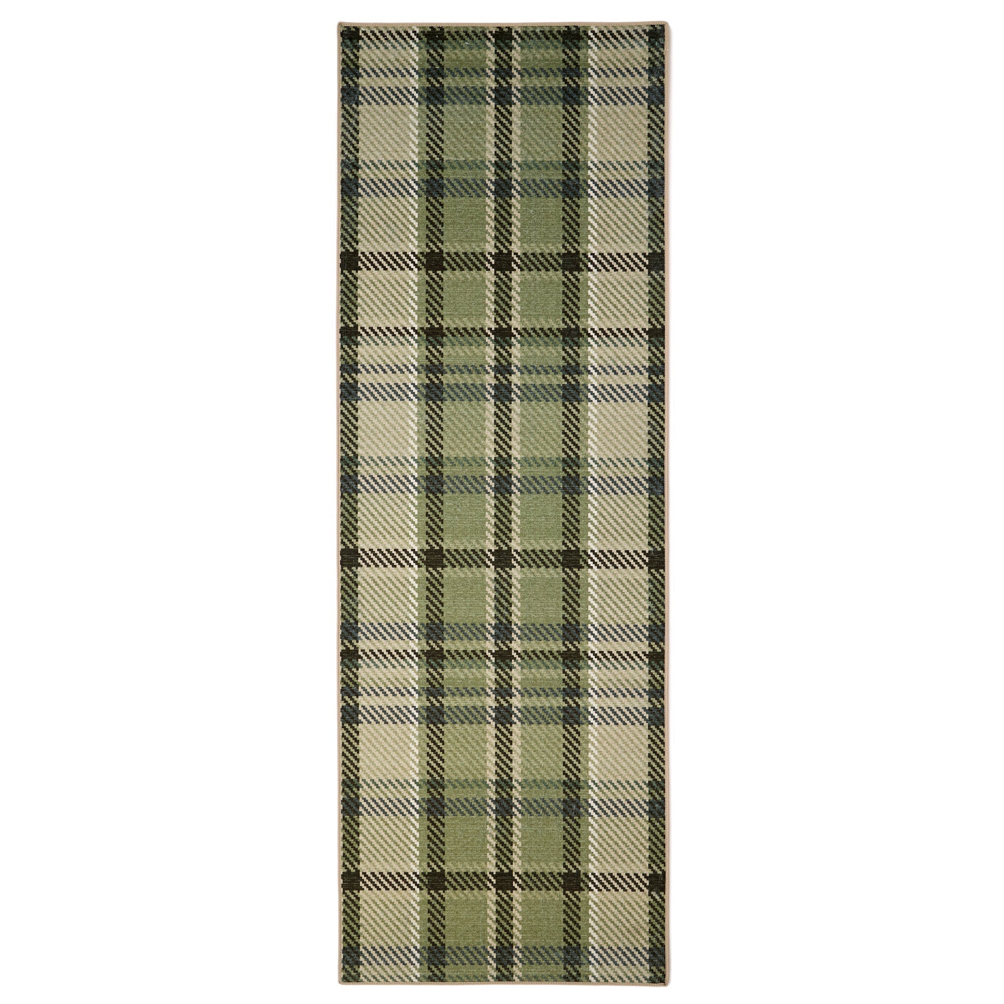 Isla Plaid Green Eco-Washable Runner 7