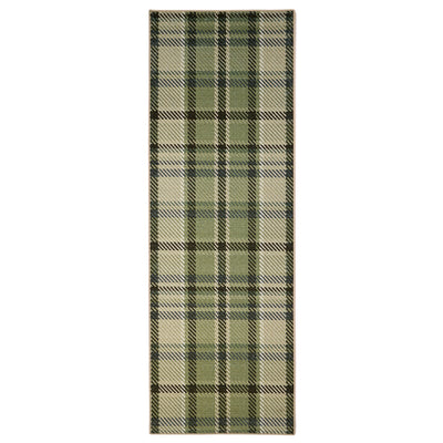 Isla Plaid Green Eco-Washable Runner 7