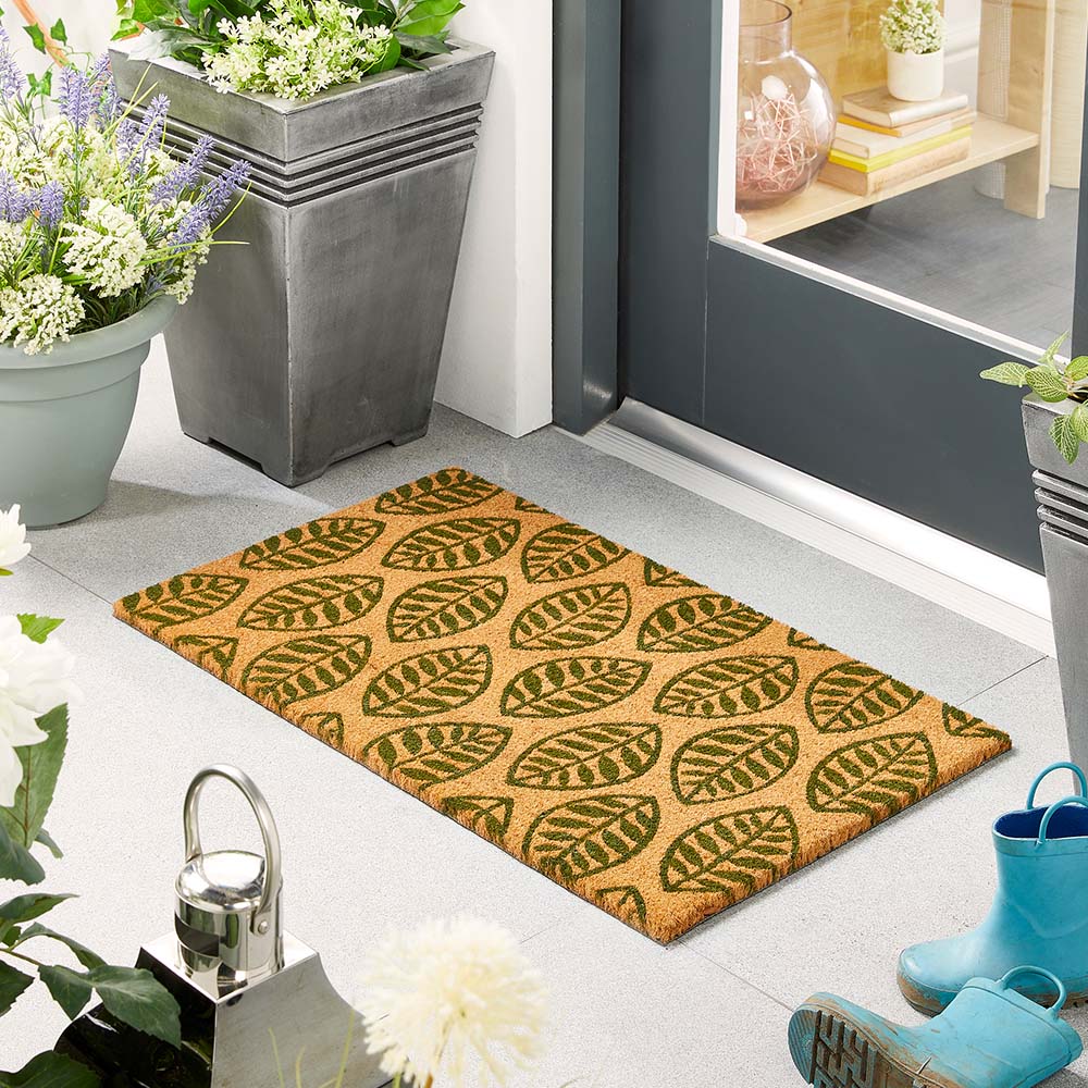 Green Leaves Coir Doormat 2