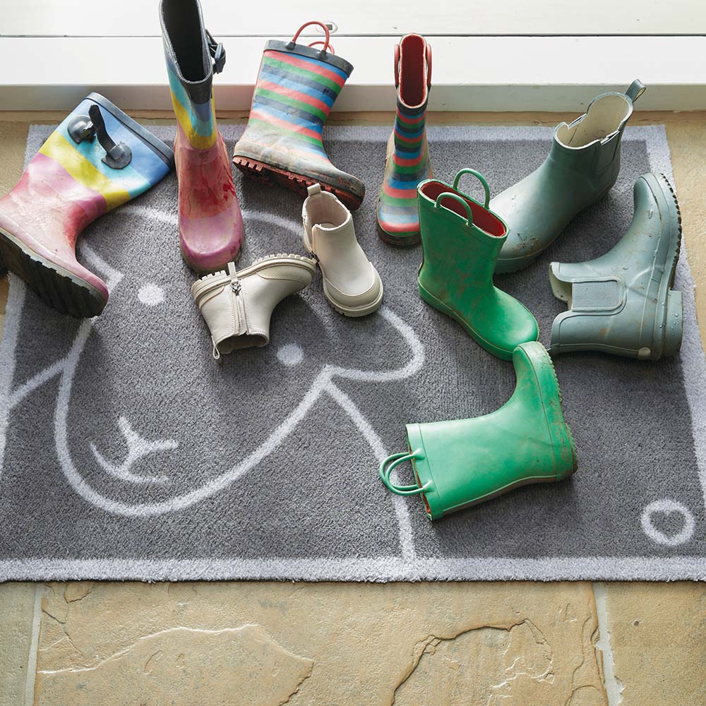Hello Grey Herdy Washable Doormat 2