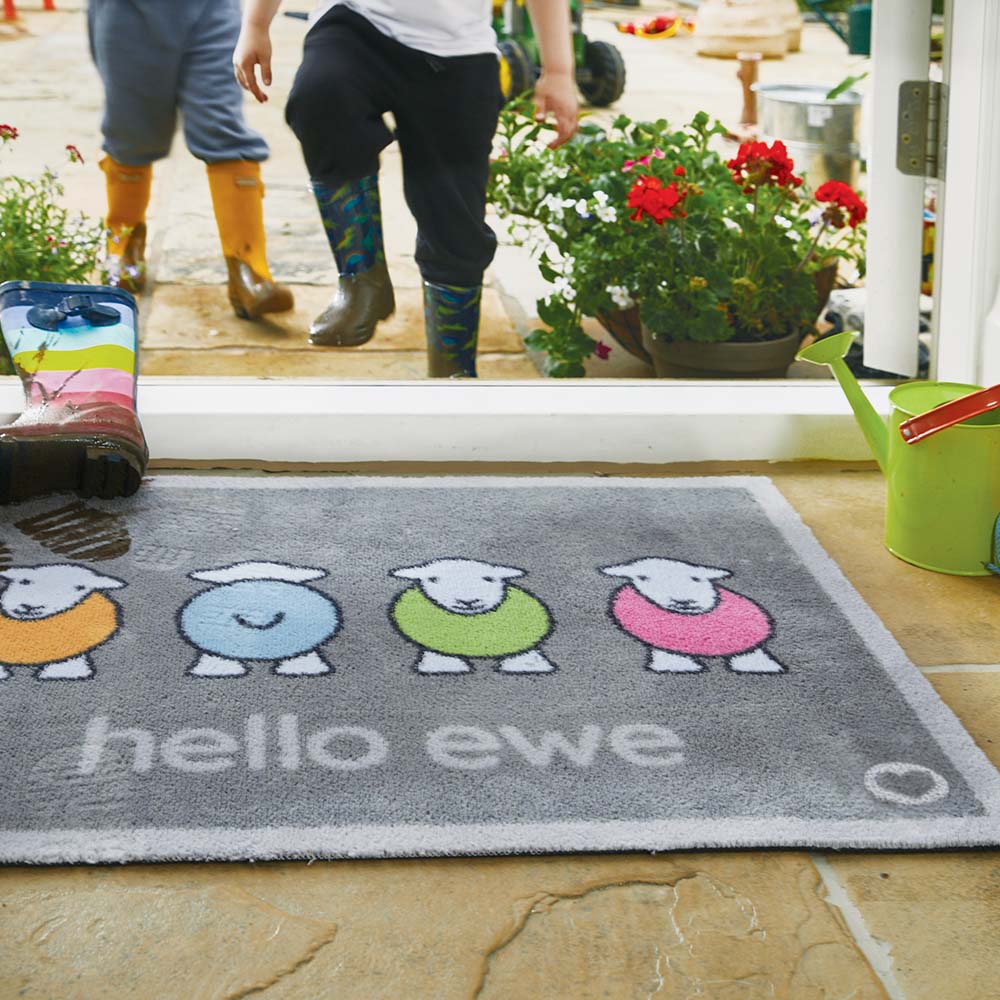 Hello Ewe Herdy Washable Doormat - Hug Rug | Hug at Home