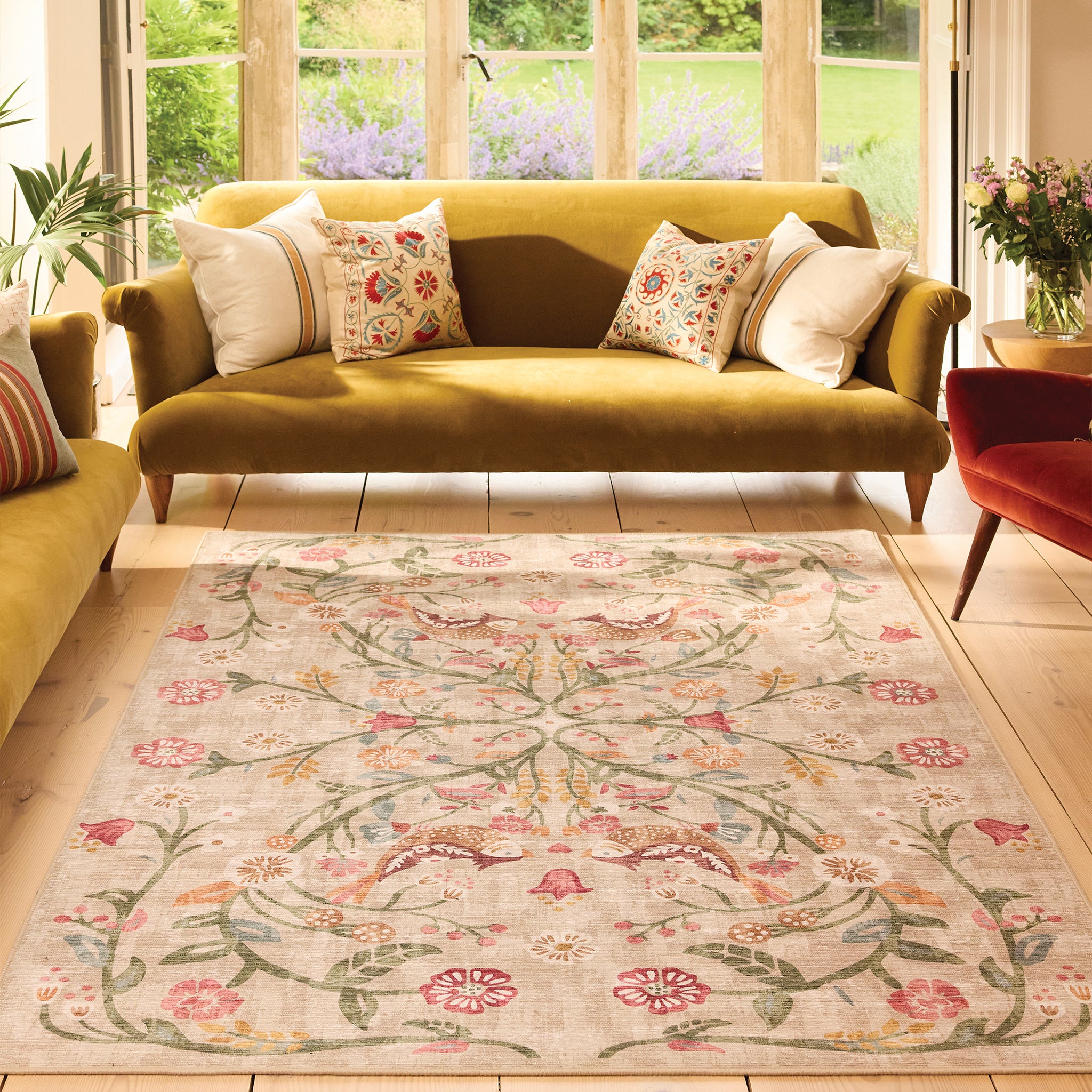 Hug Rug Heritage Garden Washable Area Rug 