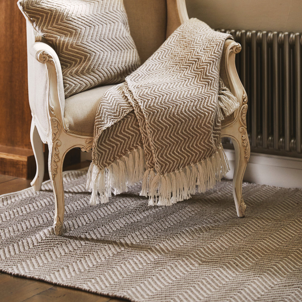Herringbone Washable Rug Natural