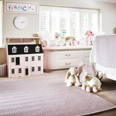 Herringbone Washable Rug Rose 2