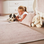 Herringbone Washable Rug Rose 3