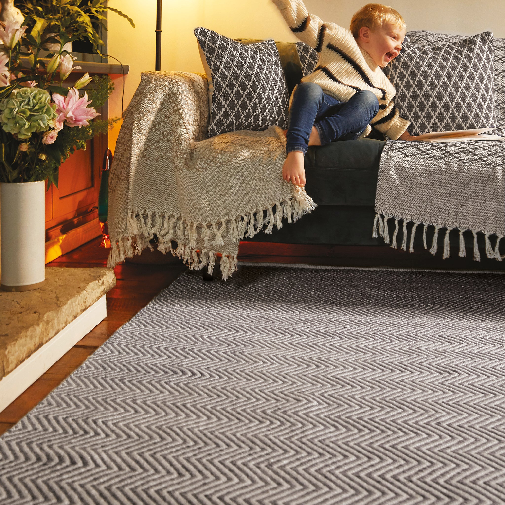 Herringbone Rug Warm Grey Hug