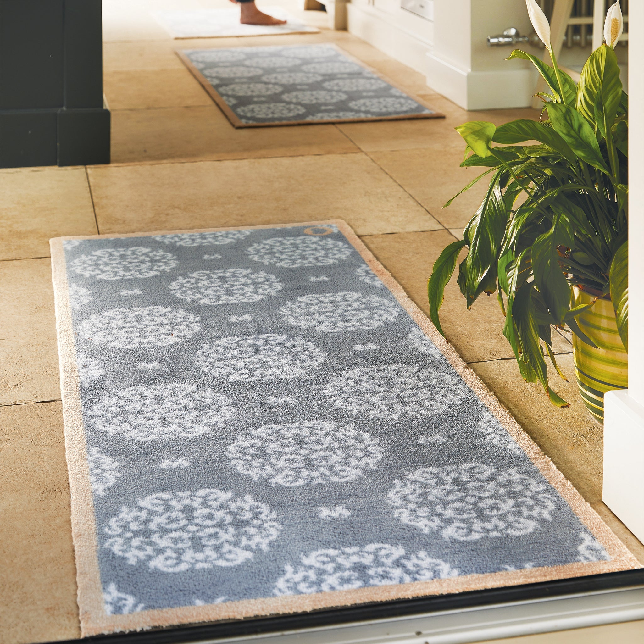 Home 44 Grey Cotton Washable Doormat