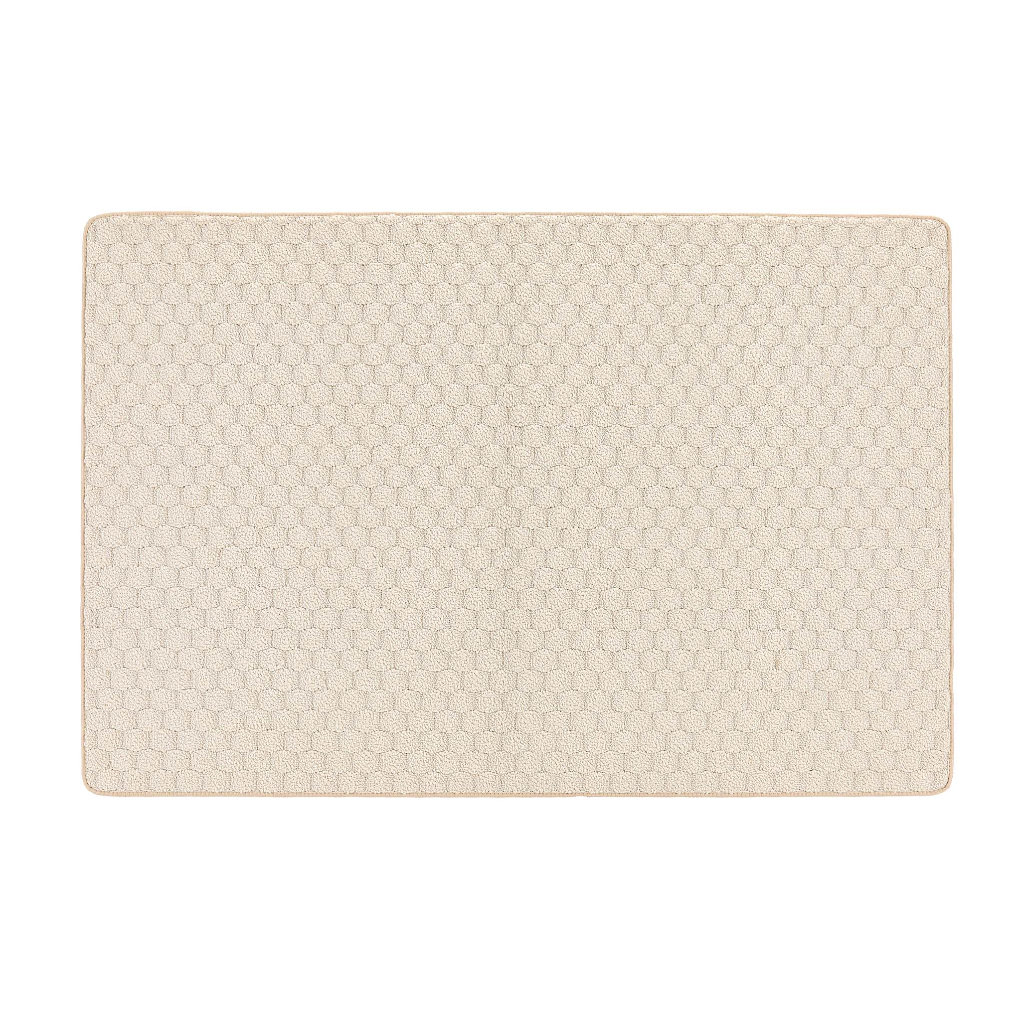 Sculptured Washable Honeycomb Rug Ivory